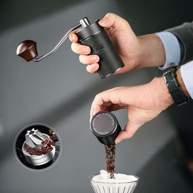 Manual Coffee Bean Grinder, Portable Hand Espresso Grinder with 6