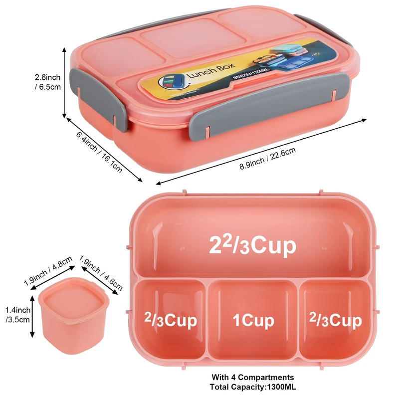Bento Lunch Box, Kids, MaMix Containers for Adults/Students,1300ML- 6 Compartment