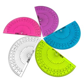 Ashton and Wright - 180 Degree Protractor - 10cm - Lightweight School Protractors (Transparent Mixed, Pack of 50)