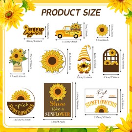Purpeak 12 Pcs Sunflower Tiered Tray Decor Set Summer Kitchen Decor Tiered Tray Rustic Farmhouse Tier Tray Decor Items Sunflower Gnome Wooden Signs for Sunflower Party Decor Summer Home Decoration