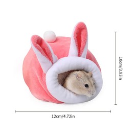 Tabanzhe 1psc Mini Hamster Bed Soft and Cozy Small Animal Bedding for Hamsters, Hedgehogs, Guinea Pigs - Winter Sleep Nest, Cotton Nesting Bag,Soft and Warm House(Pink)