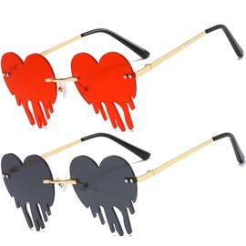 D Lolylad Melting Heart Sunglasses Dripping Heart Shaped Sunglasses Rave Sunglasses for Women Men - Heart Drip Sunglasses for Festival Concert Party