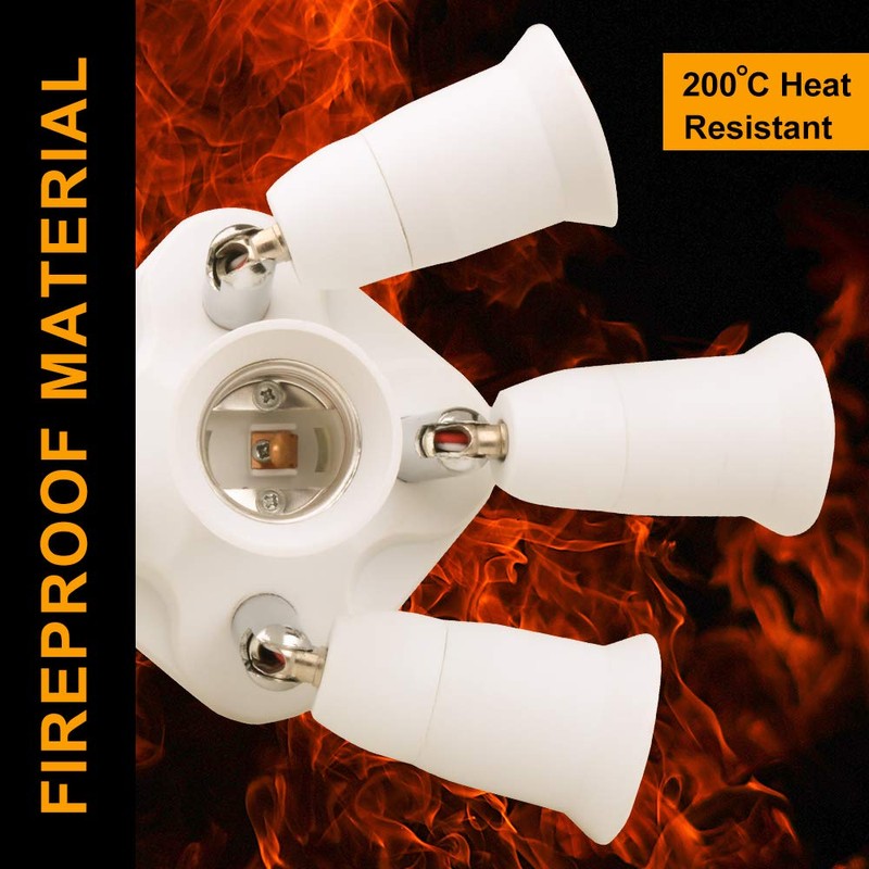 8T8 5 in 1 E26 Light Bulb Socket Splitter Converter