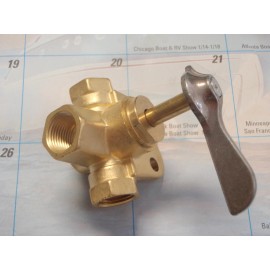Seachoice FUEL VALVE SHUT OFF FUEL TANK 3/8" THREAD 20761 3 WAY VALVE 1/2 HOSE 32016