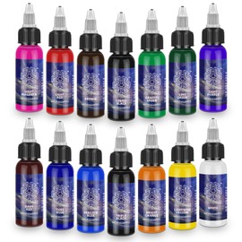 ATOMUS Tattoo Ink Kit Tattoo Pigment Set Natural Plant Tattoo Ink Pigment Permanent Makeup Tattoos Pigment(14 Colors 1 oz)