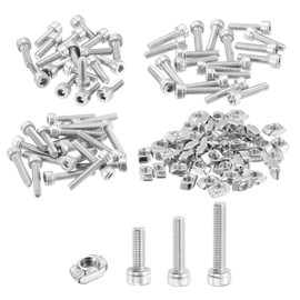 uxcell M4 120Pcs T Nuts Sliding T Slot Nut T-Nuts Screws Assortment Kit Hammer Nut with Hex Socket Head Screws for Aluminum Profile