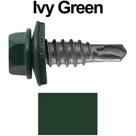 #14 x 7/8" Metal to Metal Type #1 IVY GREEN 5/16" Hex Head -Drill Point - Stitch Tek - Metal to Metal Roofing Screws. 9/16" EPDM Washer