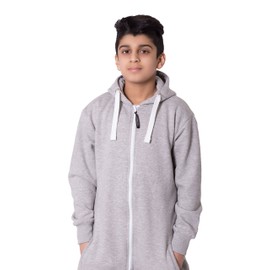 NOROZE Christmas Pjs for Boys Onesie Plain Fleece hooded onesies for girls Sleepsuit Loungewear Jumpsuit for Kids Unisex (5-6 Years, Grey)