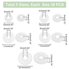 PH PandaHall 150pcs Safety Eyes Washers 5 Size Craft Eyes Backs Stuffed Crochet Washers Eyes Nose Gaskets Kawaii Eyes Washers for Teddy Bear Amigurumi Craft Puppet Plush Animal Making 12/14/17/20.5mm