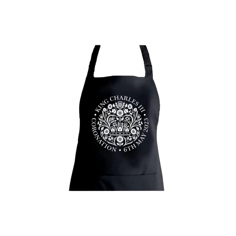 Second Ave Black Apron Unisex King Charles III Royal Coronation