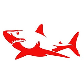 Auto Vynamics - BMPR-SHARK-8-GRED - Gloss Red Vinyl Detailed Swimming Shark Sticker/Decal - Open Mouth Design - 8-by-3.75-inches - (1) Piece Kit - Single Decal