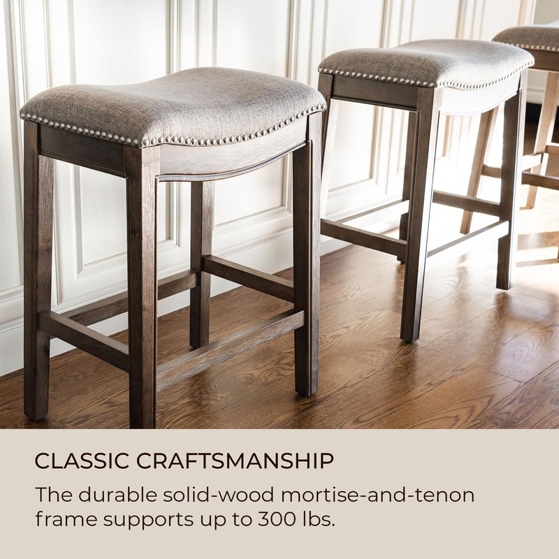 Maven Lane Adrien Backless Saddle Kitchen Counter Stool in Walnut