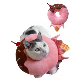 CREAMYCATS Cat Cone, Adjustable Recovery Cat Cone, Cute Comfortable Lightweight Elizabethan Collar for Cat, Kitten, Puppy and Mini Dog, Adorable Ice Cream Design