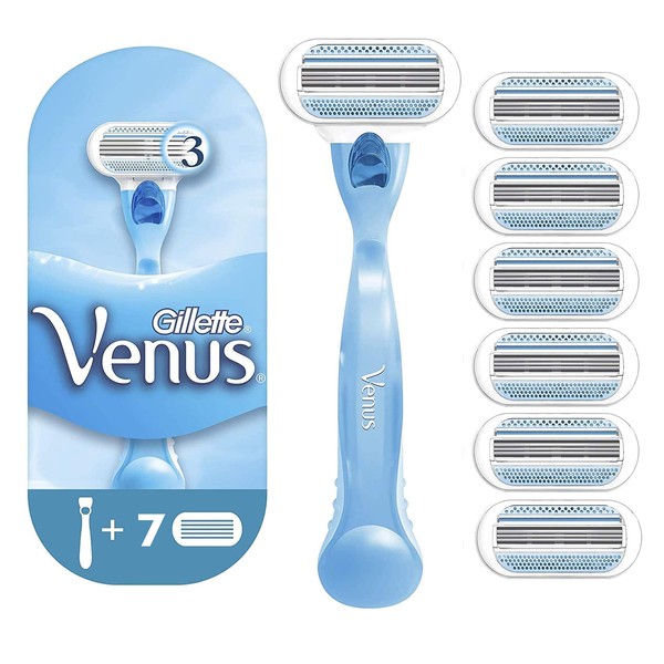 Gillette Venus Embrace Sensitive Razor for Women with Contour Blades + 7 Refill Blades
