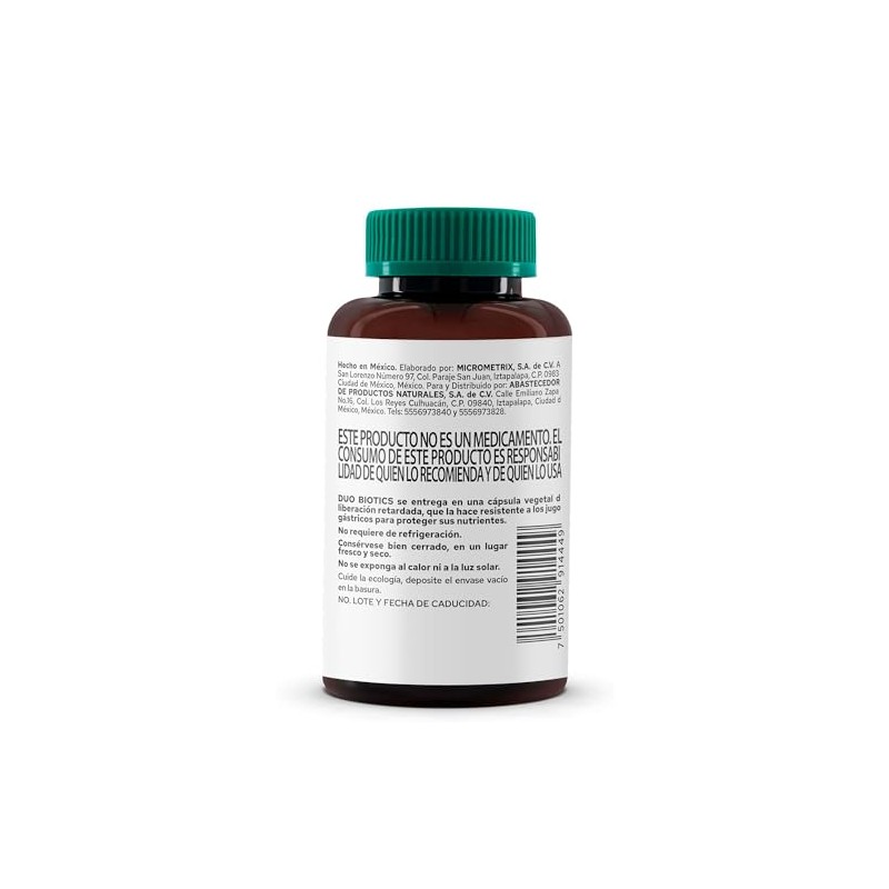 PRONAT Probióticos Duo Biotics, Suplemento Alimenticio, con Prebióticos, 30 Cápsulas
