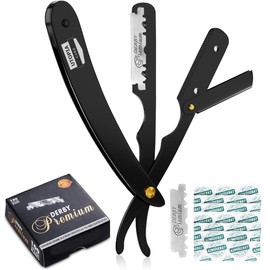 Utopia Care Professional Straight Razor for Men, Barber Straight Edge Razor Safety with 100 Pack Blades, Black