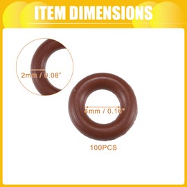 INFINAUTO O Ring Seal Gasket, 4mm ID x 2mm CS for Cars Trucks SUVs Trailers Orings Seal Washer Replacement Automotive Faucet Repair Brown, 100 Pcs