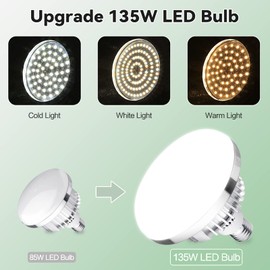 2Pack 135W Photography Light Bulb Dimmable Tricolor LED Bulbs 2700-6400K Colour Temperatures Softbox Bulb in E27 Socket for Photography Photo Video Studio Lighting