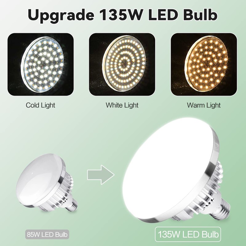2Pack 135W Photography Light Bulb Dimmable Tricolor LED Bulbs 2700-6400K