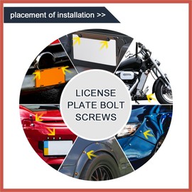 ACROPIX 4pcs Black 6mm Thread Diameter Motorcycle License Plate Frame Screws Bolts Caps Car Parts