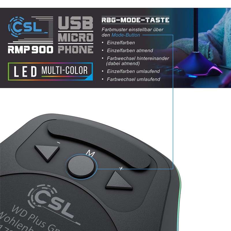 CSL - USB PC Microphone RGB - Table Microphone Stand