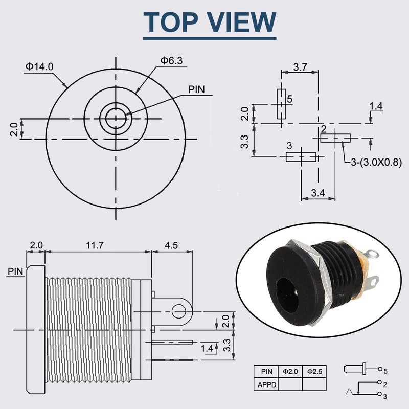 DAOKAI DC Mount Adapter Set, 10 Pieces 5.5 x 2.1