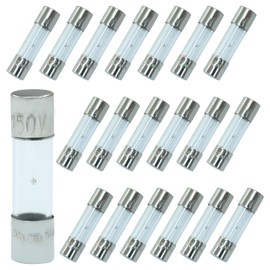 Jiozermi 20 Pcs 5x20mm 1A 250V T1AL250V Slow-Blow Glass Fuses, 0.2 x 0.78 Inch 1 Amp 250 Volt Time Delay Tube Fuse