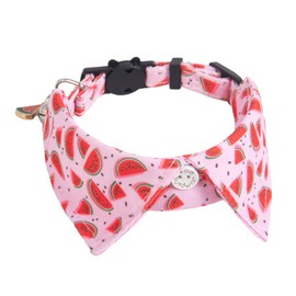 BlissBud Small Dog Collar with Bell,Pet's Badana with Shirt Bowtie Collar for Kitten with Fruit Print,Watermelon,Small