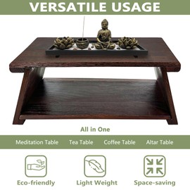 koretech Floor Table, Altar Table Paulownia Folding Design, Low Meditation Table for Sitting on The Floor Japaness Table Tatami Table