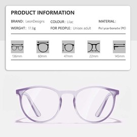 LeonDesigns Protective Glasses Anti-Fog Tactical Glasses with Side Shields Clear Safety Glasses with Anti-Scratch UV400 Protective Lens Safety Glasses Inner Glasses (Purple)