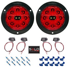 TecNiq, Inc LED Round Hi Visibility Stop Turn Tail Lights with Reverse Lights | for Trucks, Trailers & RVs | Includes Wiring Connectors (Flange Mount)