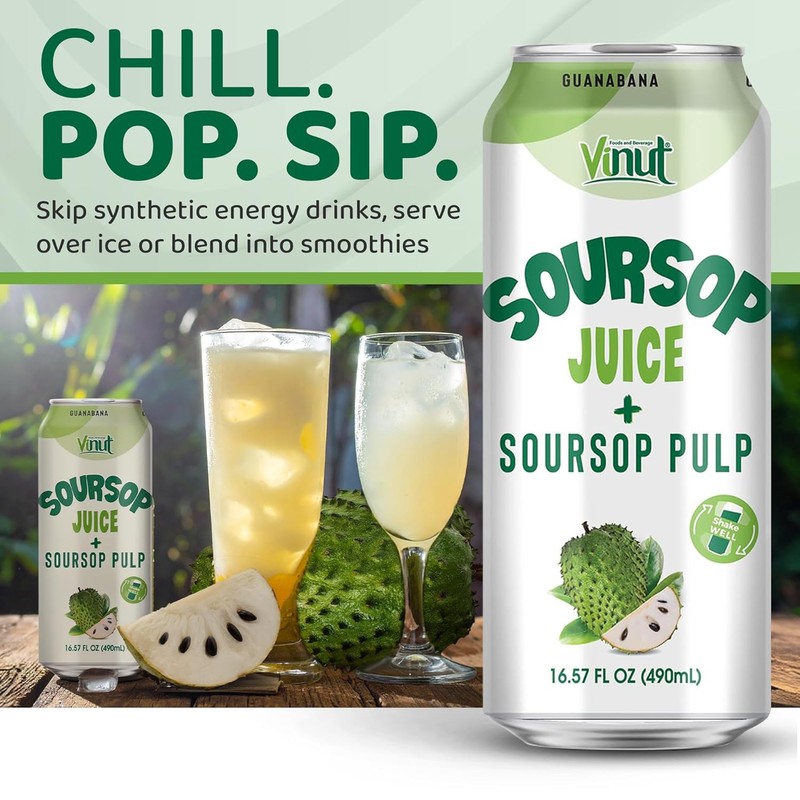 Vinut 100% Soursop Juice With Pulp (16.57 fl oz, Pack