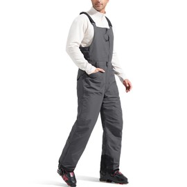 FREE SOLDIER Men's Insulated Waterproof Snow Bibs Ski Overalls(Charcoal Gray,M/30L)