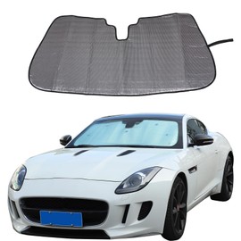 Car Windshield Sun Shade Compatible with Jaguar F-Type 2013-2024，Front Window Sunshade Visor Shield Shade, Foldable UV Ray Reflector，Keeps Vehicle Cool (Silver A)
