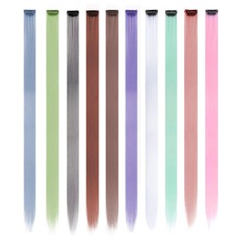 Pack of 10 Rainbow Coloured Hair Extensions Clip In for Girls, Hair Strands for Clip-in, Colourful Hair Extension Clips, Glitter Tinsel Hair Extensions, Party Accessories for Valentine's Day