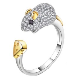 Helen de Lete Rat Steal Cheese S925 Sterling Silver Adjustable Ring for Women