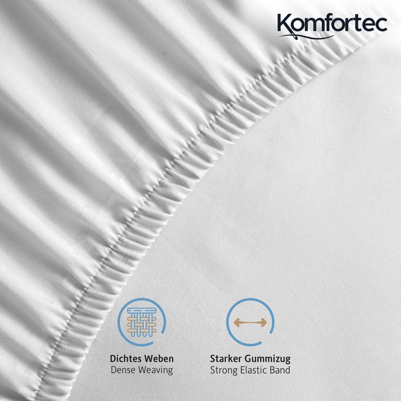 Komfortec King Size Fitted Sheet 100% Cotton, 11 inch (30