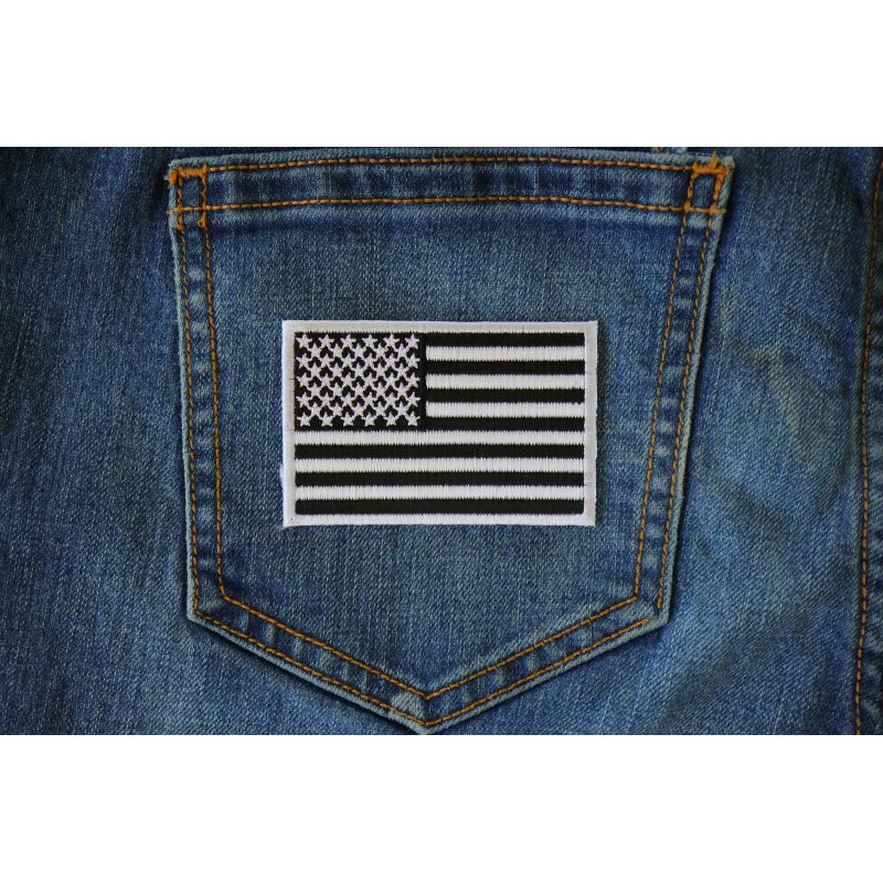 Ivamis Subdued Black White US Flag Patch- 3x2 inch -