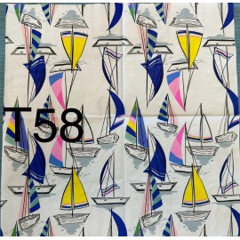 TWO Individual Cocktail Napkins For Decoupage Sail Boats