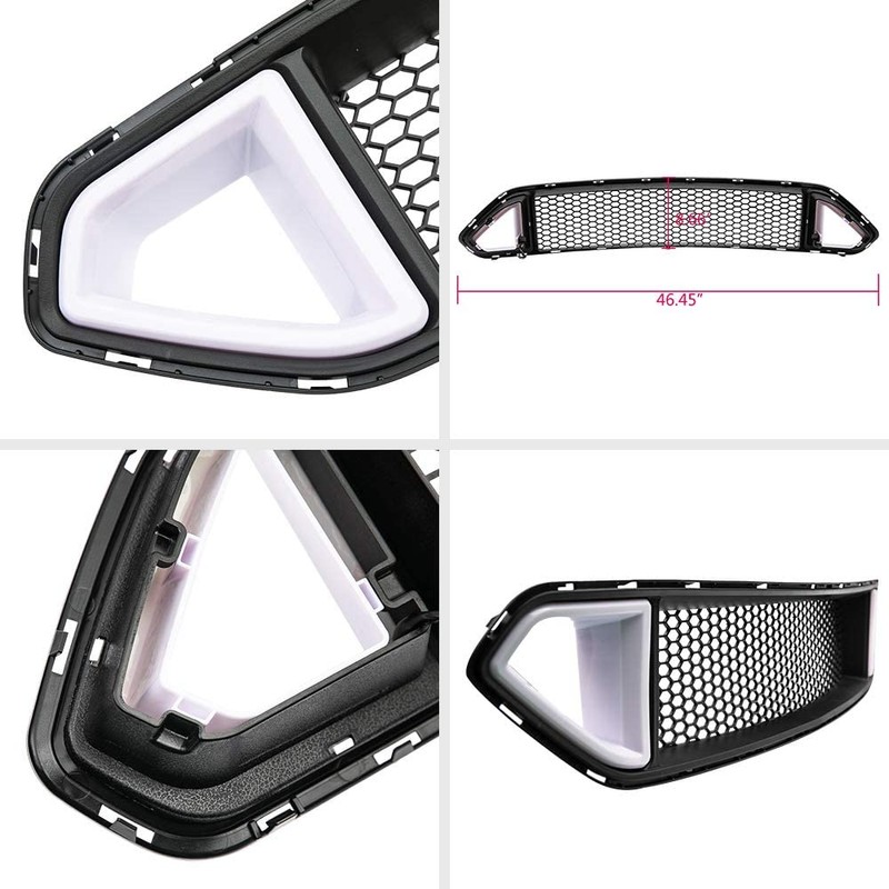 GRAND ORANGE Bumper Grille w/Turn Signal LED DRL Light Honeycomb