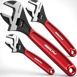 SEDY Juego de Llaves Inglesas Ajustables para Tubería: 6" 8" 10" Llave de Mandíbula Ancha con Óxido Negro y Agarre Acolchado, Escalas Métricas y SAE Marcadas con Láser, Acero CR-V para Profesionales