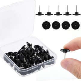 Prasacco 50 Pieces Black Push Pins Gear Shaped Plastic Thumbtacks for Wall Hangings Steel Tip Cork Board Push Pins for Cards Posters Photos