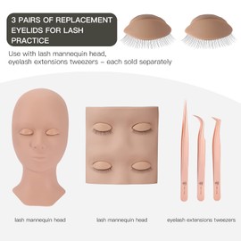 Pretty memory 3 Pairs Eyelids for Lash Practice Replacement Eyelids for Lash Mannequin Head Silicone Rubber Practice Eyelids for Eyelash Extensions Makeup Practice