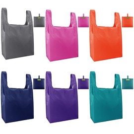 BeeGreen Reusable Grocery Bags 6 Pack Bulk Reusable Shopping Tote Bags with Handles Extra Large for 50LBS Heavy-Duty Foldable Machine Washable Reusable Snack Bags Travel Gifts Bag