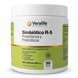Simbiótico-R5: Probióticos y Prebióticos Avanzados | Con Inulina de Agave, Lactobacillus y Bifidobacteria | Apoyo Digestivo y Flora Intestinal | 300g en Polvo | Suplementos Alimenticios | Veralife