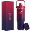 GEDUX IceFlow Flip Straw Water Bottle with Straw, 1 Litre,