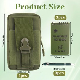 7 Pack Waterproof Notebook Set, 3×5 Inch Waterproof Notepad with Weatherproof Pen Multi Functional Waist, Write in The Rain Water Proof Notebook Field Cover for Outdoor Activities Recording, Green