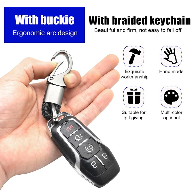 Kewucn Car Keychain, Anti-Lost Leather Auto Key Fob Holder with