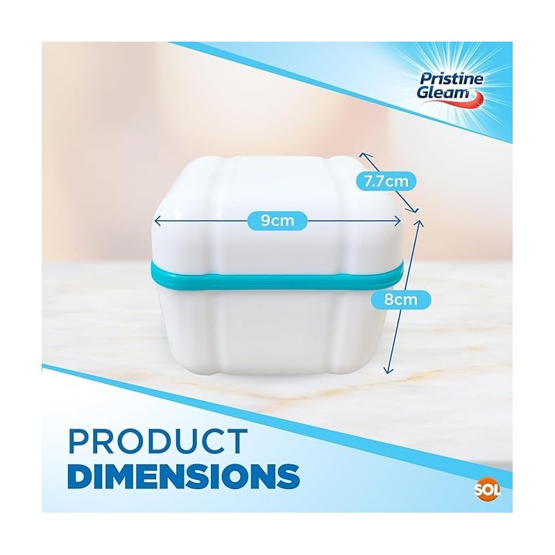 Denture Case, Retainer Box, with Denture Brush, False Teeth Container