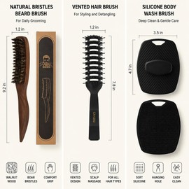 Slick Back Set - Boar Bristle Brush - Comb - Silicone Scalp Brush